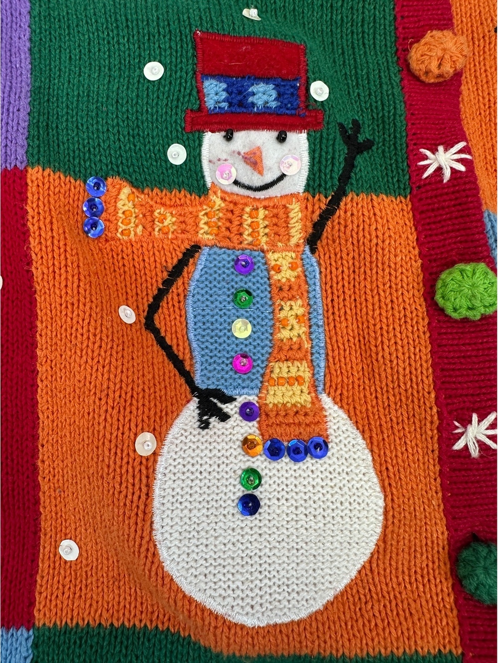 VTG Women’s Sz L Tiara International Red Ugly Christmas Sweater Snowmen Holiday - Picture 6 of 7